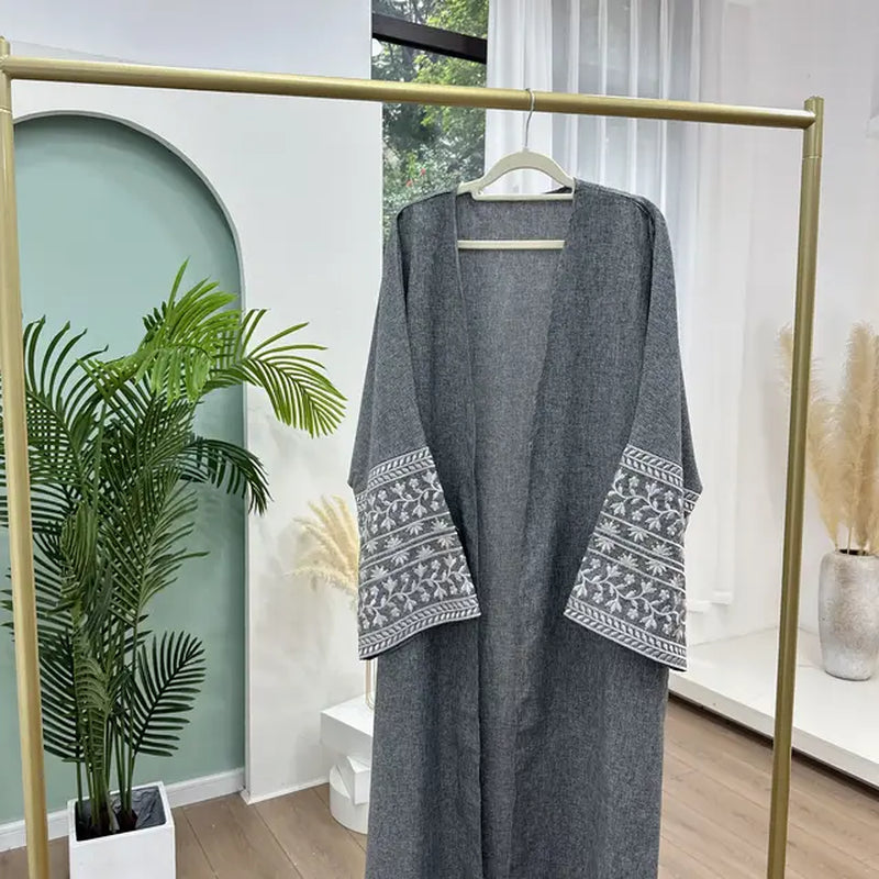 Open Abaya Muslim Cardigan Maxi Dress Women Embroidery Kaftan Islamic Clothing Caftan Marocain Femme Kebaya Robe Kimono Abayas