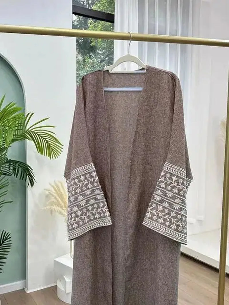 Open Abaya Muslim Cardigan Maxi Dress Women Embroidery Kaftan Islamic Clothing Caftan Marocain Femme Kebaya Robe Kimono Abayas